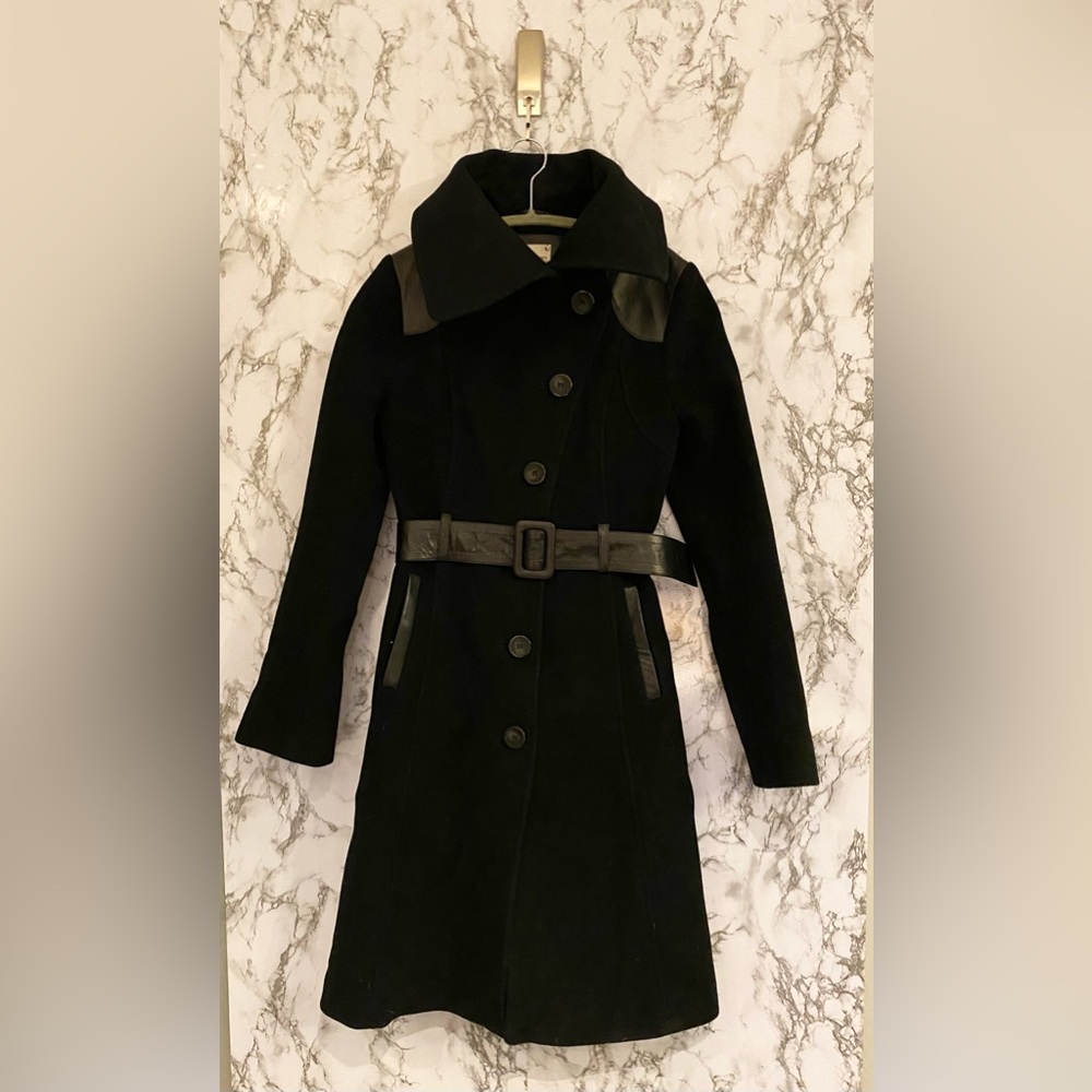 Gorgeous Mackage wool and leather detail coat